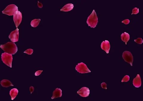 Abstract background with flying pink, red rose petals. Stock Illustration