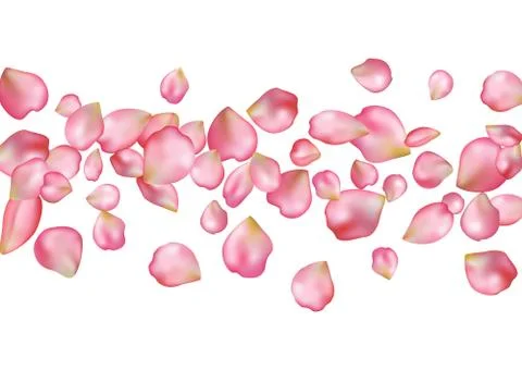 Abstract background with flying pink rose petals. Stock Illustration