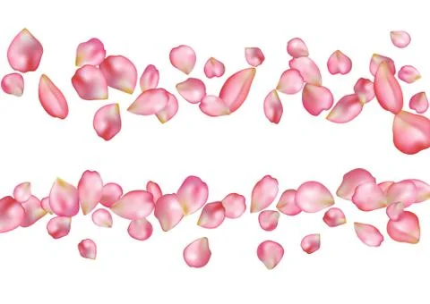 Abstract background with flying pink rose petals. Stock Illustration