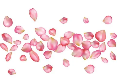 Abstract background with flying pink rose petals. Stock Illustration