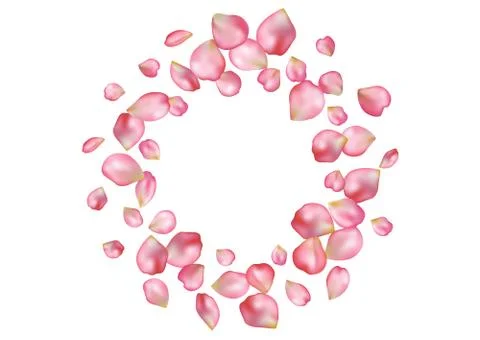 Abstract background with flying pink rose petals. Stock Illustration