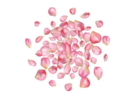 Abstract background with flying pink rose petals. Stock Illustration