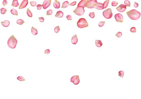 Abstract background with flying pink rose petals. Stock Illustration