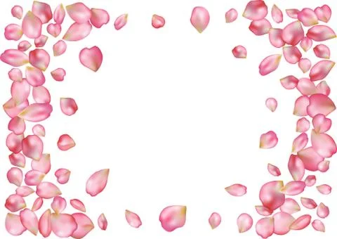Abstract background with flying pink rose petals. Stock Illustration