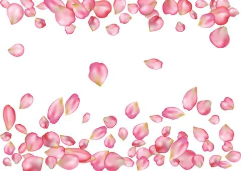 Abstract background with flying pink rose petals. Stock Illustration
