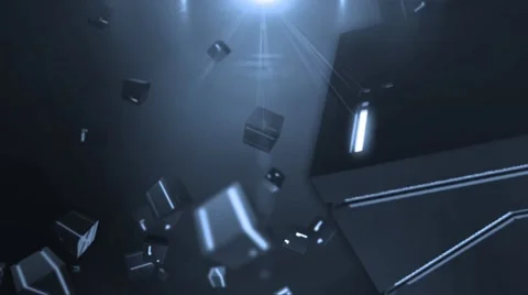 Abstract background with flying rotating shining cubes Stock Footage 41203942