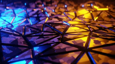 Abstract background in the form of metal plates moving in the form of a wave Stock Footage 174854672
