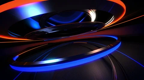 Abstract background in the form of the moving rings and a metal surface Stock Footage 66506111
