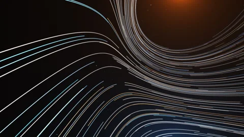 Abstract background in the form of particle tracks moving along bizarre curv Stock Footage 268047280