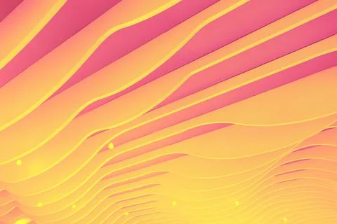 Abstract background in the form of waves of yellow-pink color and light bulbs. Stock Photos