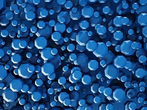 Abstract background formed with blue octagonal shapes. 3D illustration Stock Illustration