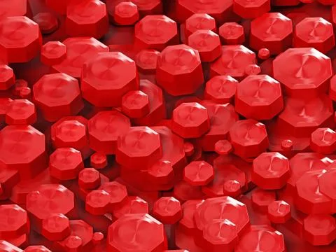 Abstract background formed with red octagonal shapes. 3D illustration Stock Illustration