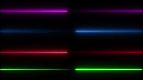 Abstract background with four neon glowing light lines moving horizontally .. 動画素材 335493585