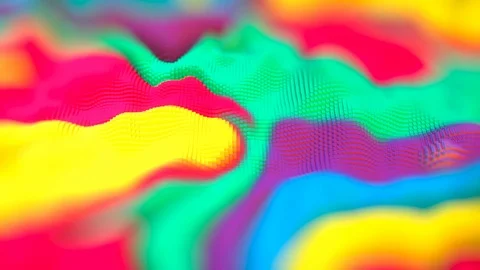 Abstract background fractal graphics. Bright waves of aquamarine and carmine  Stock Footage 104773797