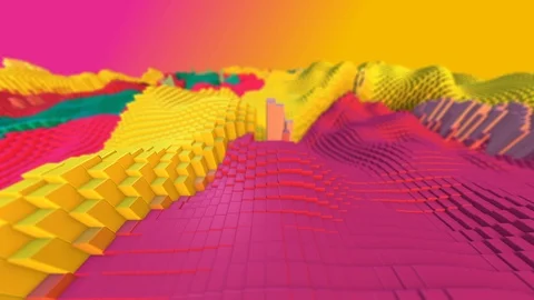 Abstract background. Fractal graphics. Moving waves of multi-colored cubes. 3D Stock Footage 104772122