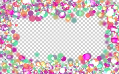 Abstract background, frame of transparent multicolored confetti bubbles Stock Illustration