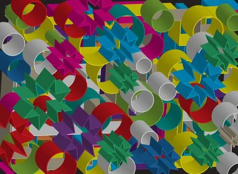 Abstract background full of 3D elements Illustrazione stock