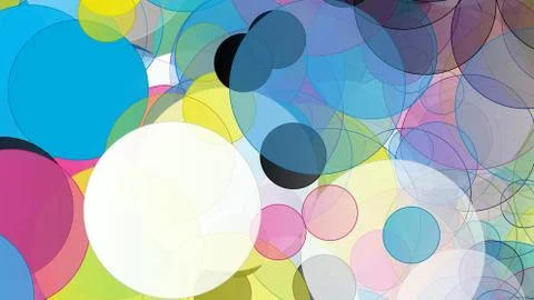 Abstract background full of bubbles of blue, pink, yellow colors Stock Illustration
