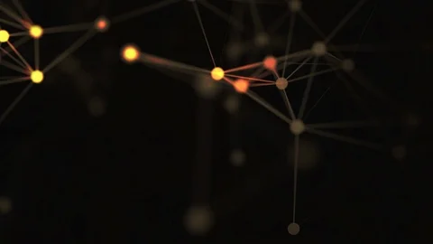 Abstract background, full of golden, red dots, which are connected with blue Video stock 105828055
