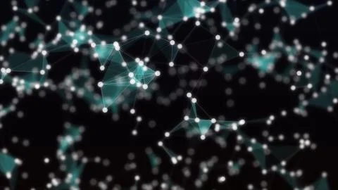 Abstract background, full of white dots, which are connected with azure blue Stock-Illustration