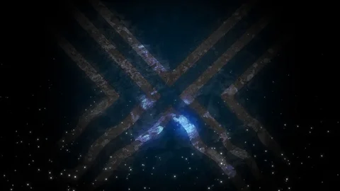 Abstract background with futuristic displacement elements and particles Stockbeeldmateriaal 72921942