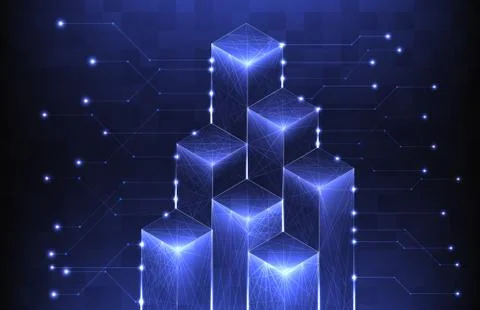 Abstract background futuristic of graph block with connection lines Stock Illustration