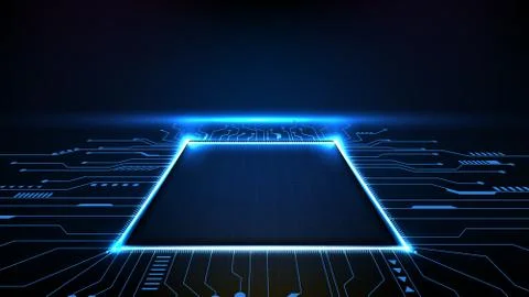 Abstract background of futuristic main core processor chips with circuit line Stockillustratie