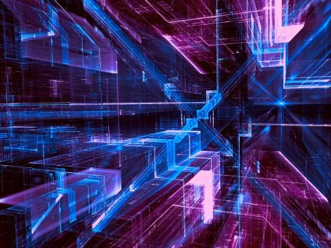 Abstract background with futuristic structure - digitally genera Stock Illustration