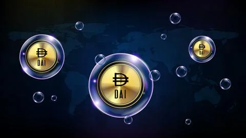 Abstract background of futuristic technology bubble glowing Cryptocurrency DA Stock Illustration