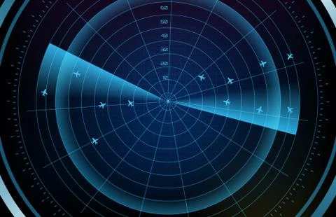 Abstract background of futuristic technology screen scan flight radar airplan Stock Illustration