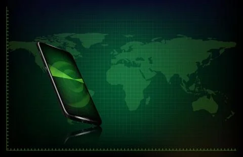 Abstract background of futuristic technology screen scan radar on smart phone Illustrazione stock