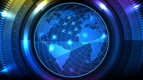 Abstract background of futuristic technology screen scan flight radar airplan Stock Illustration