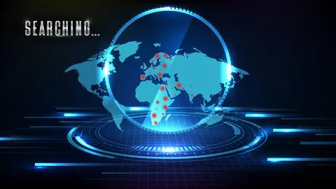 Abstract background of futuristic technology screen scan radar red spot virus Illustrazione stock