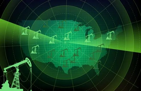 Abstract background of futuristic technology screen scan crude oil pump with  Stock-Illustration
