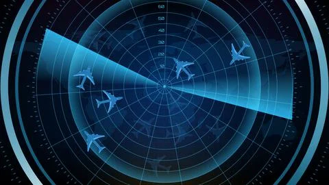 Abstract background of futuristic technology screen scan flight radar airplan Stock Illustration