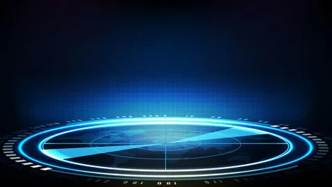 Abstract background of futuristic technology screen scan radar interface hud Illustrazione stock