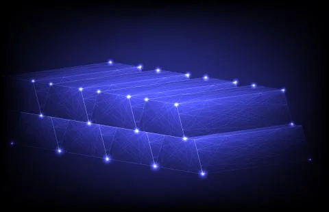 Abstract background futuristic technology of wireframe stacked gold bar Illustrazione stock