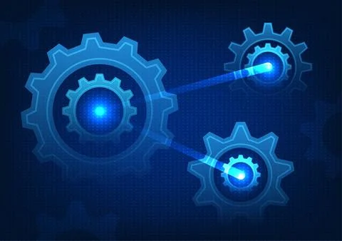 Abstract background gear technology represents modern era driving gear tech.. Stockillustratie