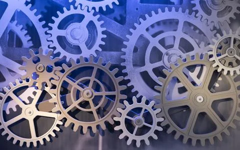 Abstract background gear wheels on the wall. Stock Illustration