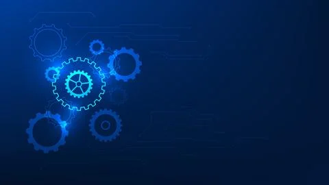 Abstract background gears and digital circuit board patterns, representing .. 库存插图