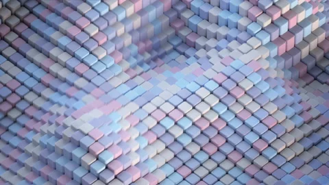 Abstract background with gentle colors cubes seamless loop 3D render animation Stock Footage 153390791