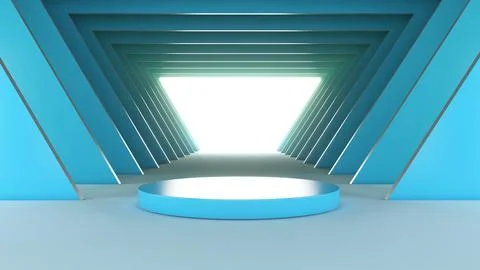 Abstract background geometric blue background,mock up podium for product pr.. Stock Photos