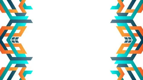 Abstract Background Geometric Border With Orange and Blue Chevron Patterns Stock Illustration