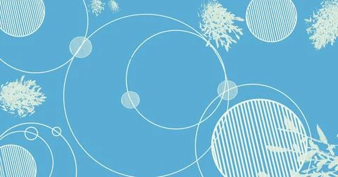 Abstract background geometric circles organic floral elements soft blue 스톡 일러스트