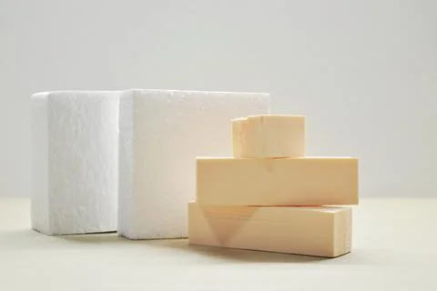 Abstract background with geometric forms and podiums for product presentation Stock Photos