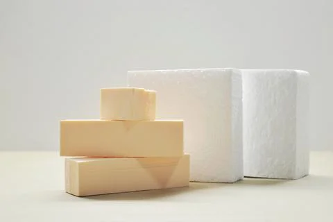 Abstract background with geometric forms and podiums for product presentation Stock Photos