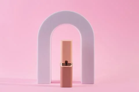 Abstract background with geometric forms  for product presentation nude lip.. Stock Photos