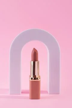 Abstract background with geometric forms  for product presentation nude lip.. Stock Photos