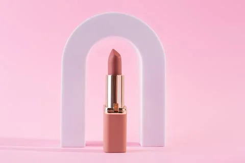 Abstract background with geometric forms  for product presentation nude lip.. Stock Photos
