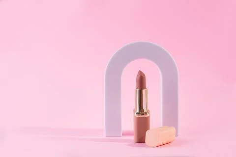 Abstract background with geometric forms  for product presentation nude lip.. Stock Photos